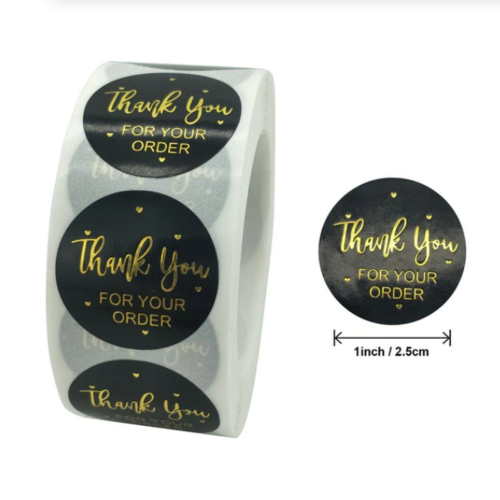 Thank you Stickers - BLACK 500 pcs - NWT